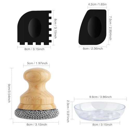 Scrubber for Cast Iron Pan, Pot Cleaner with 2 Scrapers,Chain Mail Cleaning Brush for Dishes, Pots, Pans, Griddles, Grills(Small Chain Mail) - size: Small Chain Mail