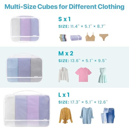 Cambond Mesh Packing Cubes for Travel Women - Lightweight Travel Bags Luggage Packing Organizer Travel Cubes for Suitcase with Handle - style: 4 Set (1L+2M+1S) - Laundry/Packing