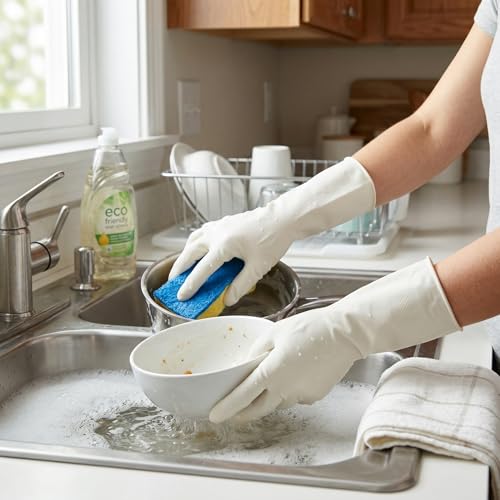 15mil Heavy Duty Reusable Nitrile Cleaning Gloves, 6 Pairs, L