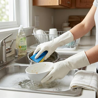 15mil Heavy Duty Reusable Nitrile Cleaning Gloves, 6 Pairs, L