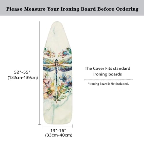 Dragonfly Ironing Board Cover Standard Size 15 x 54 Stain Resistant Fasteners Elastic Edge Ironing Cover Washable - color: Dragonfly
