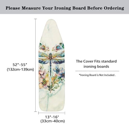 Dragonfly Ironing Board Cover Standard Size 15 x 54 Stain Resistant Fasteners Elastic Edge Ironing Cover Washable - color: Dragonfly