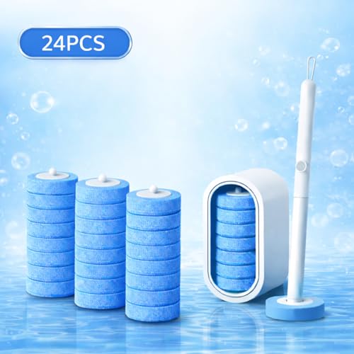 Disposable Toilet Cleaning System with 24 Refills, Toilet Wand Kit with Holder, Wall Mounted Toilet Brush Set for Deep Cleaning Bathroom Bowl, Hygienic Toilet Bowl Cleaner Kit - size: Toilet Brush + 24Refills