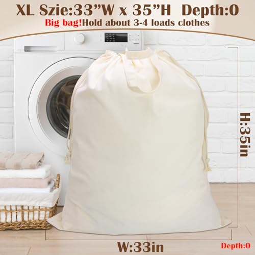 Canvas Laundry Bag 33"Wx 35"H, Extra Large Heavy Duty Hamper Liner,XL Beige - color: Beige, size: XL 33"W x 35"H┃1 Pack