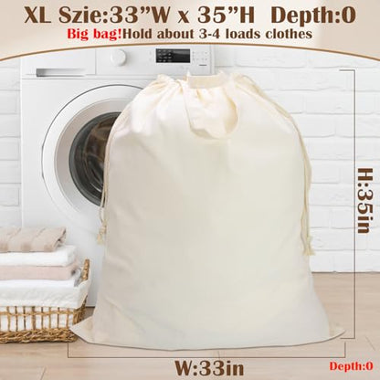 Canvas Laundry Bag 33"Wx 35"H, Extra Large Heavy Duty Hamper Liner,XL Beige - color: Beige, size: XL 33"W x 35"H┃1 Pack