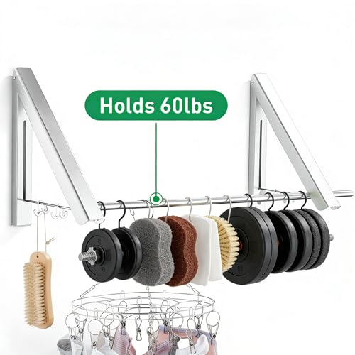 FOLAI 2-Piece Drill-Free Folding Clothes Drying Rack (Silver) - color: Silver, size: 2-Piece