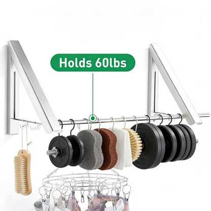 FOLAI 2-Piece Drill-Free Folding Clothes Drying Rack (Silver) - color: Silver, size: 2-Piece