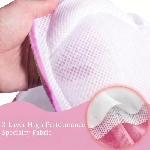 8 Pcs Bra Washing Bags, Lingerie Bag for Washing Brassiere, Pink, A-D Cups