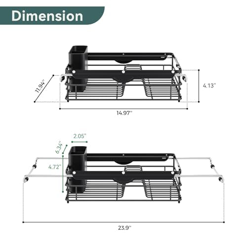 TOOLF in Sink Dish Drying Racks, Large Dish Drainer with Utensil Holder - size: Large Size