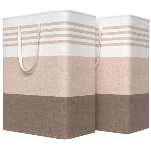 WOWBOX 2 Pack Laundry Baskets, Collapsible Dirty Clothes Laundry Hampers - color: Khaki, size: 125L