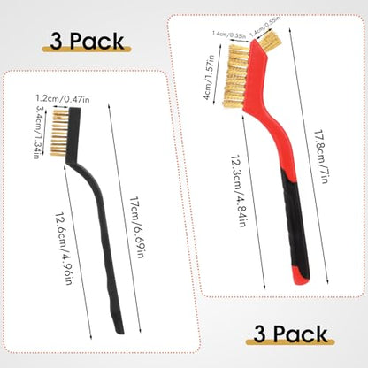 Wire Brush for Cleaning, Small Brass Steel Nylon Brush, Metal Rust Remover - color: Red+3 Mixed Color