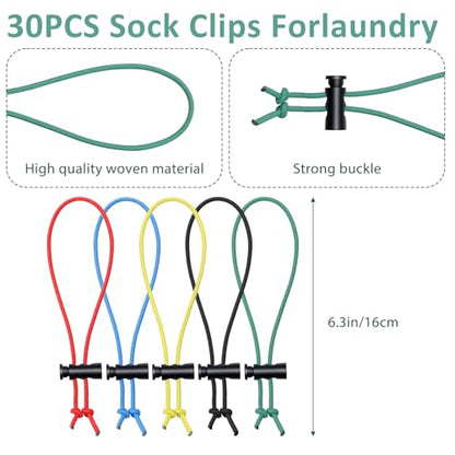 30PCS Sock Clips for Laundry, Your Socks Laundry Stocking Tie Clips Sock Tie Clip, Socks Clip for WashingSock Stocking Organizer Laundrys Sock-Holder for Washing Machine and Dryer