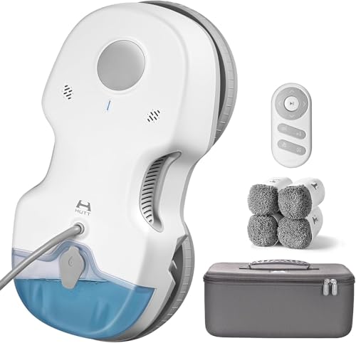 HUTT S7 Window Cleaning Robot, 6500Pa Suction, 3D Floating Chassis, HydroJet Water Spray 80ml Tank, Multiple Safety Systems, SLAM 4.0 Navigation, 8 x Cloths, All-in-One Storage Box - color: Beige
