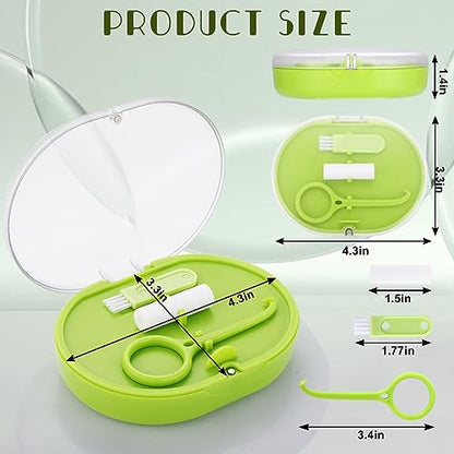 New Double-layer Aligner Case with Belt Chewing,Removal Tool,Cleaning Brush,Built in Mirror Orthodontic Case - color: green