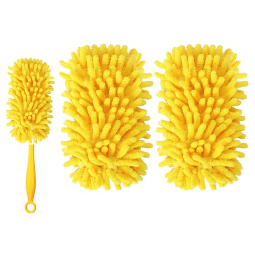 Reusable Chenille Duster Refill Compatible with Swiffer Duster - color: 2 Pack(yellow)
