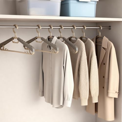 6-Pack Heavy Duty Plastic Extra-Wide Arm 15"-23" Suits Clothes Hangers with Swivel Hooks,Perfect for Coat,Jacket,Dress,Shirt,Trousers or Closet Space Saving,Grey&Tan - color: Gray