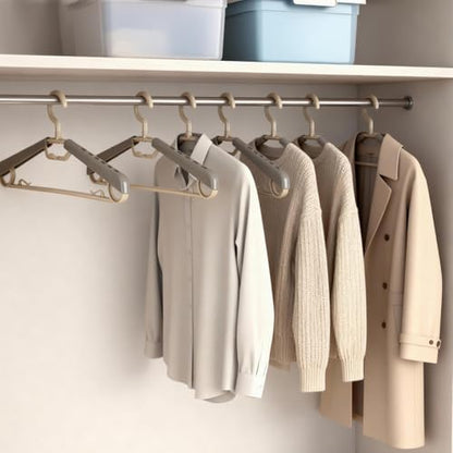 12-Pack Heavy Duty Plastic Extra-Wide Arm 15"-23" Suits Clothes Hangers with Swivel Hooks,Perfect for Coat,Jacket,Dress,Shirt,Trousers or Closet Space Saving,Grey&Tan - color: Gray-12 Pack