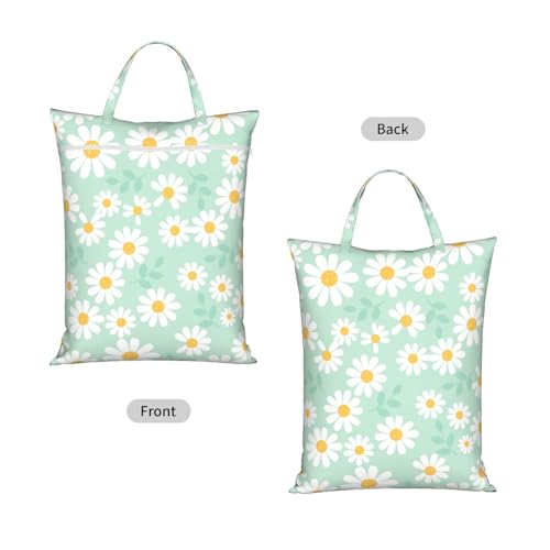 "daisy 2-Pack Travel Laundry Bags for Dirty Clothes- Large Waterproof Laundry Tote, Wet & Dry Use, Reusable Foldable Carry Handles for Vacation, Gym & Dorm" - color: Daisy