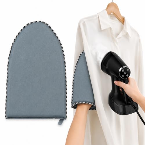 Garment Steamer Ironing Glove with Finger Loop, Heat Resistant Ironing Mitt for Handheld Steamer, Anti-Steam Garment Steamer Mitt, Steamer Accessories for Clothes, Misty Blue - color: Misty Blue