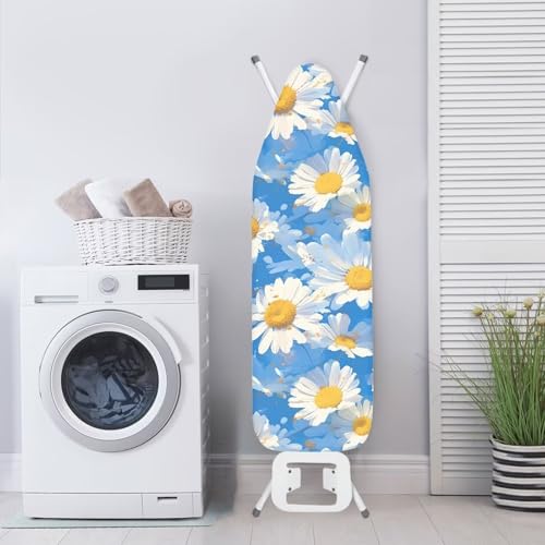 Daisy Print Ironing Board Cover and Pad Standard Ironing Board Cover with Elastic Edge and Hook and Loop Fasteners Scorch and Stain Resistant Fabric - color: Daisy Print
