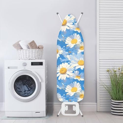 Daisy Print Ironing Board Cover and Pad Standard Ironing Board Cover with Elastic Edge and Hook and Loop Fasteners Scorch and Stain Resistant Fabric - color: Daisy Print