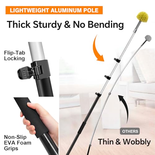 4-in-1 4-12Ft 4-Stage Telescoping Extension Pole Kit for Cleaning