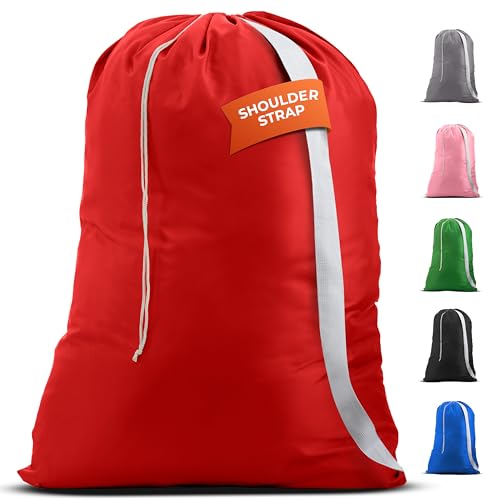 Handy Laundry Extra Large Laundry Bag with Shoulder Strap 30x40 in, Red - color: Red, size: 1-Pack