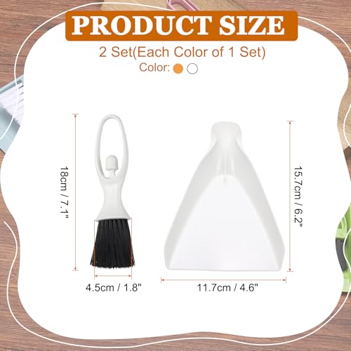 uxcell 2 Pcs Mini Dustpan and Brush Set, Small Broom and Dustpan Set for Office Tabletops Sofas Keyboards Home Cleaning Tool, White/Orange Pink - color: White/Orange Pink