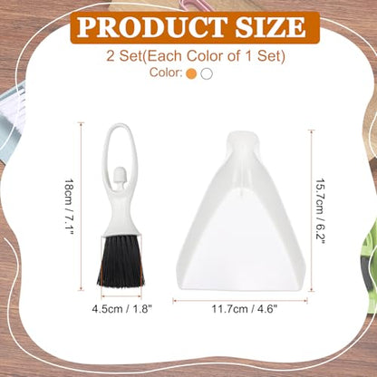 uxcell 2 Pcs Mini Dustpan and Brush Set, Small Broom and Dustpan Set for Office Tabletops Sofas Keyboards Home Cleaning Tool, White/Orange Pink - color: White/Orange Pink
