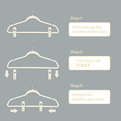 TOFIIGREM Velvet Hanger Clips - 40 PCS Beige Non-Slip Velvet Clips for Pants, Suits & Skirts - color: Beige, size: 40pc