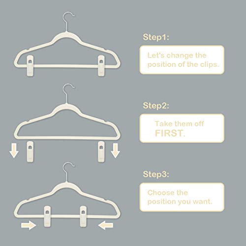 TOFIIGREM Velvet Hanger Clips - 40 PCS Beige Non-Slip Velvet Clips for Pants, Suits & Skirts - color: Beige, size: 40pc