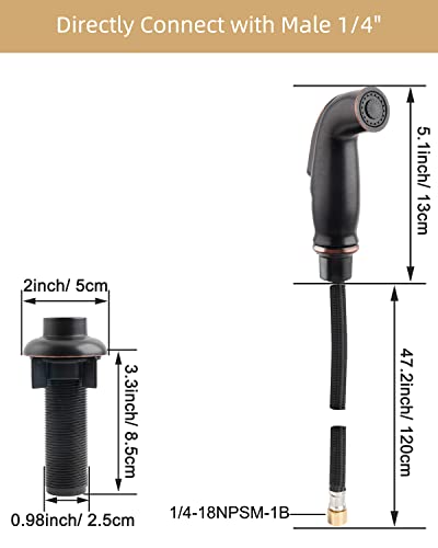 Universal Sink Spray Attachment with Braided Hose Set, Oil Rubbed Bronze - color: Oil Rubbed Bronze, style: braided hose/single spray mode