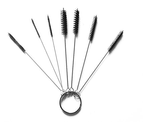 yueton 7pcs Mini Nylon Tube Pipe Nozzle Brush Set with Wire Loop Handle