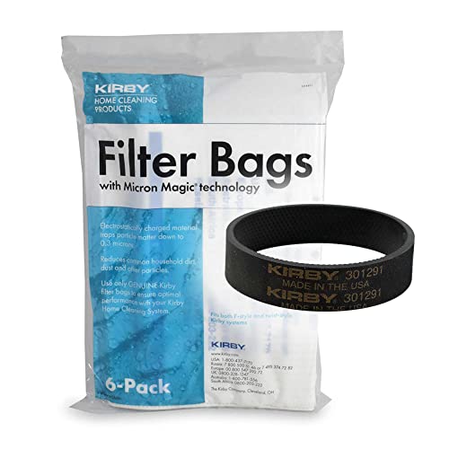 Kirby Allergen Reduction HEPA Filter Bags 6-Pack | Part #204811 | OEM Replacement for F-Style & Twist-Style Kirby Vacuums Plus Belt - size: 6 Bags Plus Belt