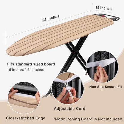 Seiritex Ironing Board Cover and Pad 15 x 54 inch, Heat Reflective with Hook and Loop Fasteners, Thick Padding with Elasticized Edges, Iron Board Replacement Cover Fit Standard Size (Woodgrain) - color: Woodgrain, size: 15x54