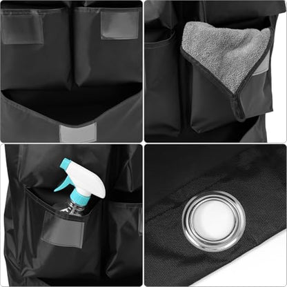 QWORK Cart Bag with 5 Pockets, Replacement Janitorial Cart Bag 25 Gallon Capacity, Organizer Bag for Housekeeping Cleaning Carts