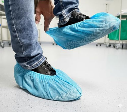 Disposable Boot Covers Non Slip Clean Home Shoe Covers - color: Blue, size: Large