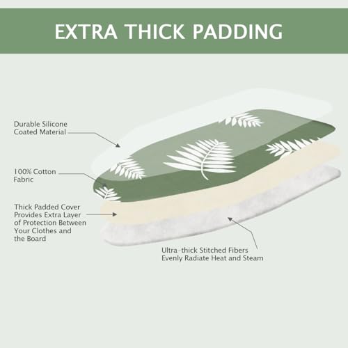 SheeChung Ironing Board Cover and Pad 18"x49",Wide Ironing Board Cover - color: Green+leaf, size: 49"L x 18"W