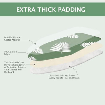 SheeChung Ironing Board Cover and Pad 18"x49",Wide Ironing Board Cover - color: Green+leaf, size: 49"L x 18"W