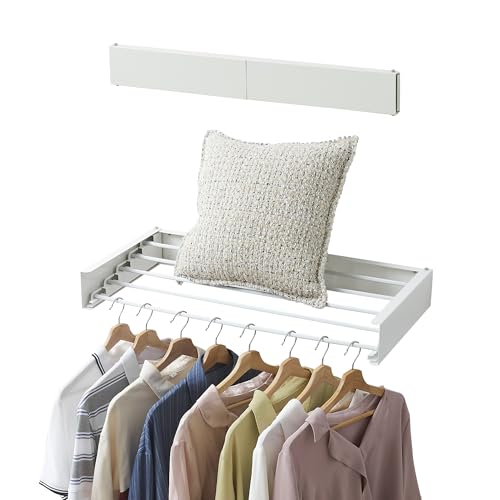 RFOUO Wall Mounted Clothes Drying Rack,White 31.5" - size: 31.5 Inch without hooks