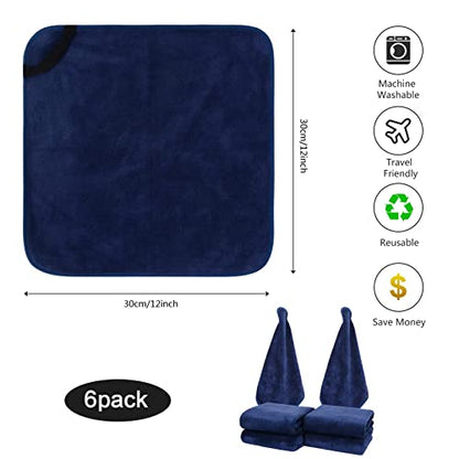 SINLAND Microfiber Facial Cloths Fast Drying Washcloth 12inch x 12inch (6pack, Navy Blue) - color: Navy Blue, size: 1 Count (Pack of 6)