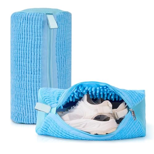 Shoe Washing Machine Bag: Laundry Shoe Bag for Washer and Dryer - 2pc Reusable Shoe Cleaning Bag for Sneaker Tennis Shoes Unstain Cleaner Kit(Blue,2pcs) - color: Blue