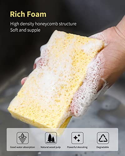 6 Pack Yellow Cellulose Scrub Sponges Non-Scratch Heavy Duty Kitchen - color: Yellow, size: 6 Count (Pack of 1)