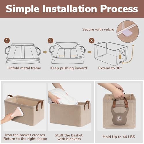 CHICVITA 30L Large Fabric Closet Bins for Shelves, 2Pack, Brown - color: Brown 2-Pack, size: 16 ¾" L x 11" W x 9 ¾" H