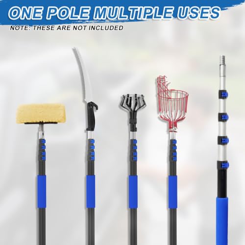18FT Telescopic Extension Pole-3-12FT Multi-Purpose Extension Pole with Easy Flip Lock, Universal Twist-on Metal Tip, Lightweight Sturdy Aluminum Paint Roller Extension Pole for Window Cleaning
