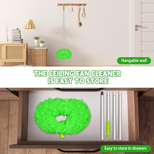Eunice Ceiling Fan Cleaner Duster with Extension Pole, Green 4.2FT - color: Green, size: 4.2FT