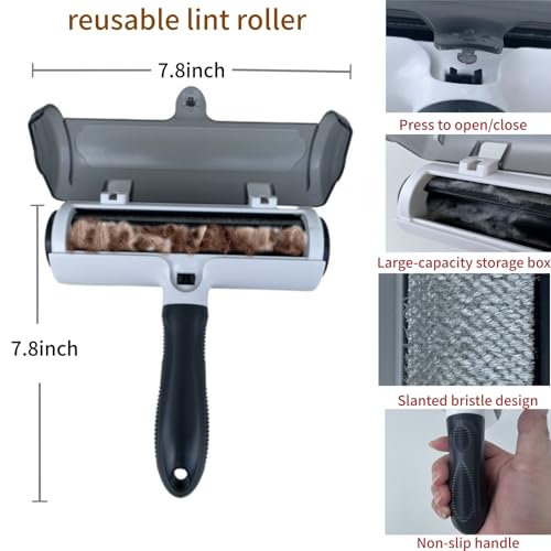 Roller Pet Hair Remover Lint Brush with Self-Cleaning Fur Bin
