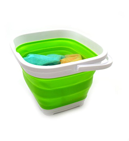SAMMART 11L (2.9 Gallon) Collapsible Rectangular Handy Bucket (1, Green) - color: Green