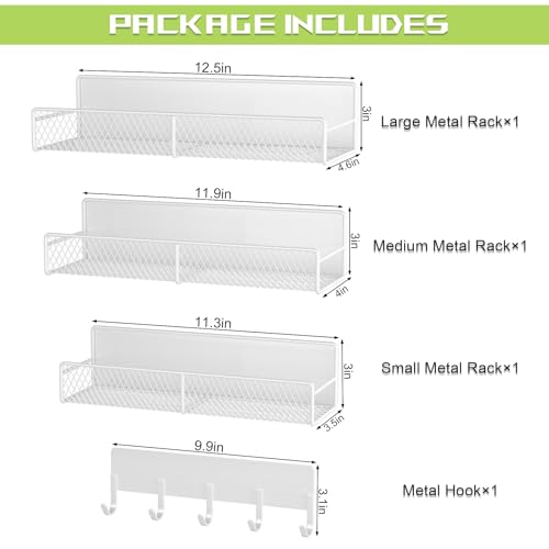 4 Pack Magnetic Shelves for Washing Machine, Heavy-Duty Magnetic Laundry Organizer with Hooks, Washing Machine Shelf for Refrigerator, Metal Storage Baskets, Closet & Laundry Room Organization(White) - color: White, size: 4 Pack (11.3"-12.4")
