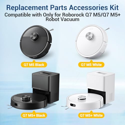 22Pcs Replacement Parts Accessories for Roborock Q7 M5/ M5+/ Q7 L5/ L5+ Series Robot Vacuum Kit, 2 Main Brush, 6 Hepa Filter, 6 Mop Pads, 6 Side Brush, 1 Screwdriver, 1 Clean Too - size: 22 Pcs for Roborock Q7 L5